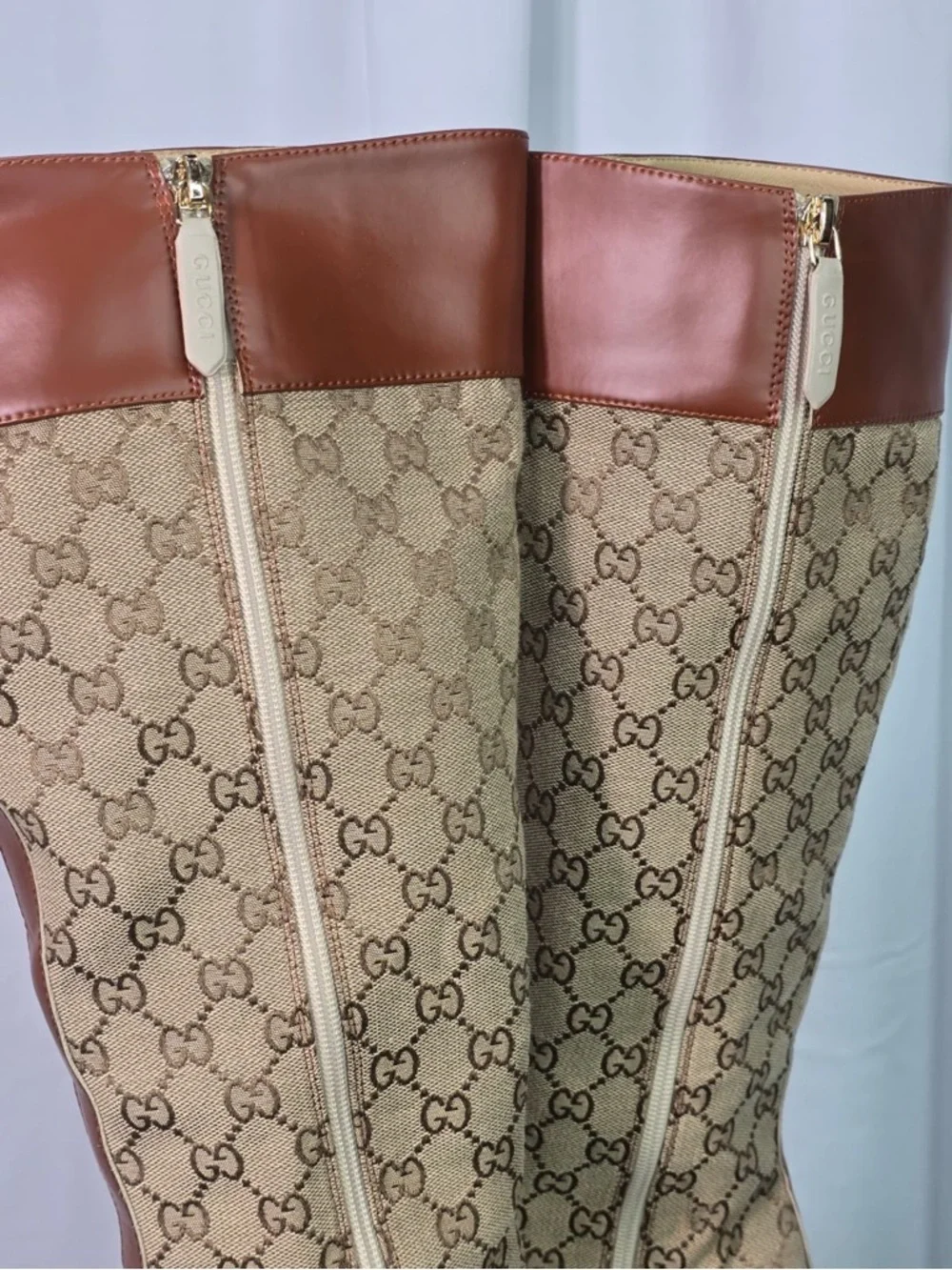 Gucci Ellis GG-Monogram Canvas Knee-High Boots